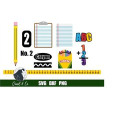 school supplies svg bundle, teacher clipart, educational cut file, teaching elements, school png, cricut svg, silhouette
