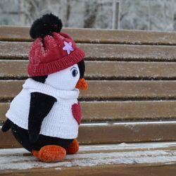 Cute crochet penguin pattern amigurumi penguin with knitting clothes Eng PDF