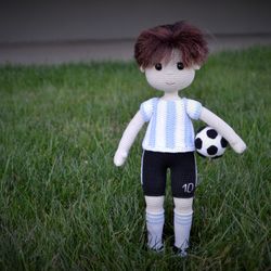 Crochet soccer player pattern, cute football player amigurumi boy doll pattern Eng PDF