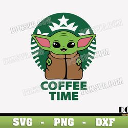 Baby Yoda Coffee Time svg Cutting File Starbucks Logo SVG image Cricut Star Wars Cup vinyl decal vector