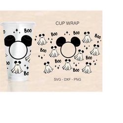 Mouse Ghosts Full Wrap Cup Wrap Svg, Mouse Ears Svg, Halloween Ghost Svg, Halloween Cup Wrap Svg, Files For Cricut, Vent