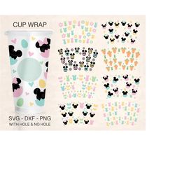 Easter Bundle Cup Wrap Svg, Mouse Ears Svg, Easter Svg, Bunny Ears Svg, Venti Cold Cup 24oz, Coffee Wrap, Files For Cric