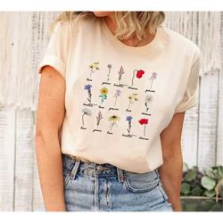 wildflower shirt, botanical shirt, womens wildflowers graphic tshirt, boho botanical chart t-shirt, botany floral gift,