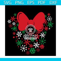 disney minnie mouse icon holiday snowflakes mouse svg, christmas svg, snowflake svg, red ribbon svg