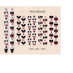 Valentines Day Pen Wrap Svg Bundle, Mouse Ears Pen Wrap Svg, Pen Digital Template, Valentines Day Svg, Mouse Love Svg, H