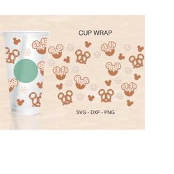 Cookie Mouse Cup Wrap Svg, Christmas Wrap, Gingerbread Ears Svg, Venti Cold Cup 24oz, Coffee Wrap, Files For Cricut, Chr