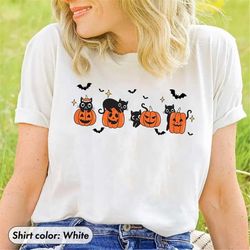 vintage halloween t-shirt, thanksgiving shirt, funny halloween shirt, halloween gifts for cat owner, funny fall shirt