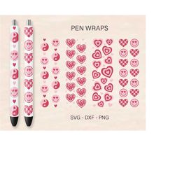 Valentines Day Pen Wrap Svg Bundle, Heart Pen Wrap Svg, Pen Digital Template, Valentines Day Svg, Love Svg, Hearts Svg,