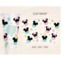 Easter Egg Cup Wrap Svg, Mouse Ears Svg, Easter Cup Svg, Easter Egg Svg, Venti Cold Cup 24oz, Coffee Wrap, Files For Cri