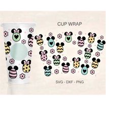 Easter Mouse Cup Wrap Svg, Mouse Ears Svg, Easter Svg, Easter Egg Svg, Venti Cold Cup 24oz, Coffee Wrap, Files For Cricu