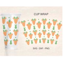 Easter Carrot Cup Wrap Svg, Carrot Wrap Svg, Mouse Ears Svg, Easter Svg, Venti Cold Cup 24oz, Coffee Wrap, Files For Cri