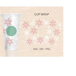 Snow Mouse Ears Cup Wrap Svg, Christmas Full Wrap, Snowflake Ears Svg, Venti Cold Cup 24oz, Coffee Wrap, File For Cricut