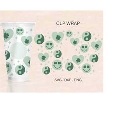 St.Patrick's Day Cup Wrap Svg, St Patricks Day Wrap, Yin Yang Cup Wrap Svg, Venti Cold Cup 24oz, Coffee Wrap, Files For