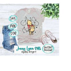 winnie the pooh svg png dxf layered pooh sketched silhouette cricut cut file winnie the pooh iron on sublimation disney