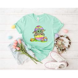 easter baby yoda shirt, easter egg shirt, star wars yoda shirt, gift for easter, disney shirt, easter kids shirt, happy