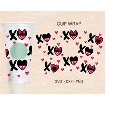 Valentines XoXo Cup Wrap Svg, Valentines Full Wrap, Mouse Ears Svg, Venti Cold Cup 24oz, Coffee Wrap, Files For Cricut,