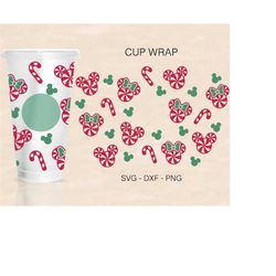 Candy Mouse Cup Wrap Svg, Christmas Full Wrap, Candy Ears Svg, Venti Cold Cup 24oz, Coffee Wrap, Files For Cricut, Chris