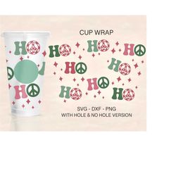 Ho Ho Ho Cup Wrap Svg, Christmas Full Wrap, Merry Christmas Svg, Venti Cold Cup 24oz, Coffee Wrap, File For Cricut, Ho H