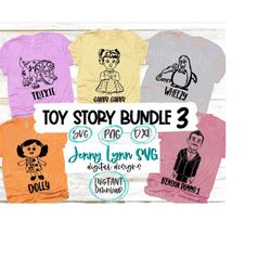 toy story bundle 3 svg gabby gabby wheezy dolly trixie benson dummy svg toy story download family shirts disneysvg digit