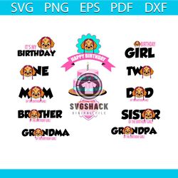 paw patrol skye birthday party bundle svg, birthday svg, family svg, birthday cake svg