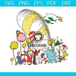 dr seuss characters svg, dr seuss svg, dr seuss reading svg, reading book svg, book svg