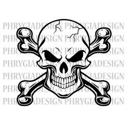 Skull With Crossed Bones Svg , Skull And Bones Svg , Skull Svg , Skull Clipart , Skull Shirt , Digital Download , Instan