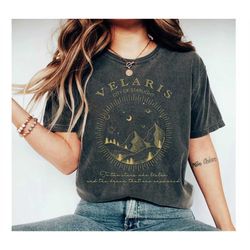 sjm merch gold print velaris t-shirt, the night court t-shirt, sjm merch, a court of thorns and roses, acotar velaris gi