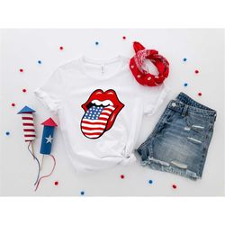 American Flag Lips Shirt, Patriotic Lips Shirt, USA Lips Shirt, 4th of July Shirt, Independence Day Shirt, 4th of July G