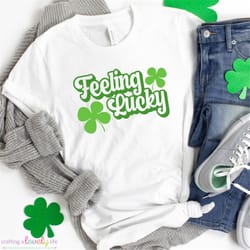 feeling lucky svg, lucky shirt svg cut file, retro svg, st. patrick's day svg, shamrock svg, irish svg, cricut projects,