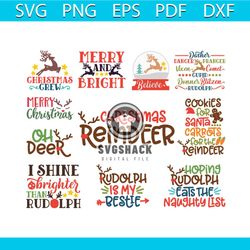 christmas reindeer bundle svg, christmas svg, reindeer names svg, star svg