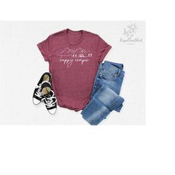 happy camper t-shirts, nature lover shirts, caravan life shirt, camping in the forest tee, camp lover shirt, adventure o