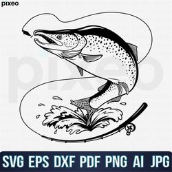 salmon fishing svg, salmon fish svg, salmon svg, salmon fish clipart, salmon fish cricut, fishing svg, salmon fish vect