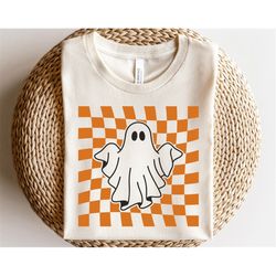 checkered ghost svg, ghost outline svg, checkered halloween shirt svg, groovy ghost sublimation png, spooky season svg,