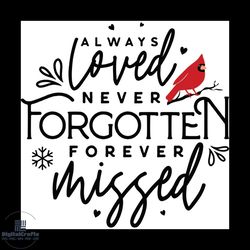 always loved never forgotten forever missed svg, christmas svg, cardinal svg