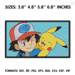 ash and pikachu embroidery design file, pokemon anime embroidery design, nike and mewtwo anime pes design brother