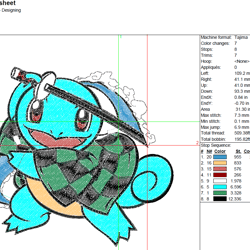 squirle demon slayer tanjiro embroidery design file, pokemon anime embroidery design, squirle anime pes design brother