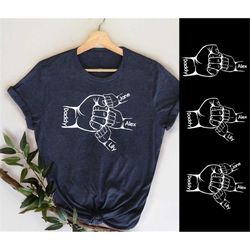 father's day family fist bump shirt,custom dad hand and kids hands,personalized dad raised fist bump t-shirt, custom fat