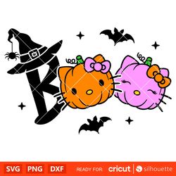 Boo Hello Kitty Svg, Halloween Svg, Pumpkin Hello Kitty Svg, Kawaii Svg, Cricut, Silhouette Vector Cut File