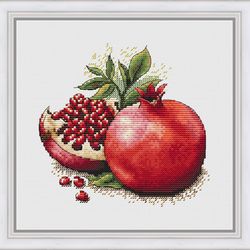 Pomegranate cross stitch pattern - Fruits counted cross stitch chart