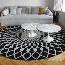 ayka hand tufted round woolen rug handmade rug for hall & bedroom area rug customize size available