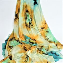Hand-painted Square Tie Dye Silk Scarf for Wome Head Scarf