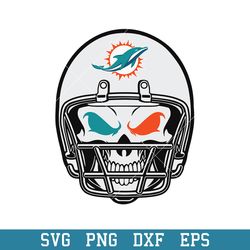 Skull Helmet Miami Dolphins Svg, Miami Dolphins Svg, NFL Svg, Png Dxf Eps Digital File