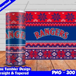 rangers tumbler design png, 20oz skinny tumbler sublimation template, rangers tumbler straight and tapered design,