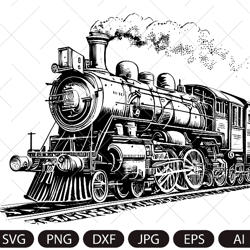 Steam locomotive retro vector. Vintage transport old train.Train retro SVG PNG