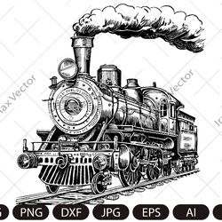 Steam locomotive retro SVG/ Vintage transport/ Old train/ Train retro SVG PNG/ Retro train svg/ Locomotive svg