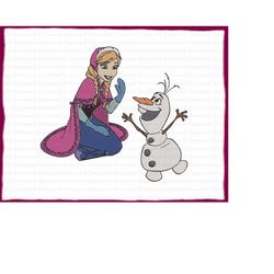 anna and olaf frozen filled embroidery design 2 - instant download