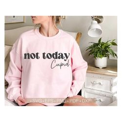 not today cupid svg, funny valentine's day svg, valentine shirt svg cut file for cricut, retro svg file, boho svg cupid