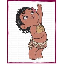 Toddler Moana Filled Embroidery Design 4 - Instant Download