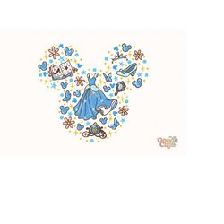 cinderella png doodle, cinderella clipart, princess mouse ears png sublimation, instant download