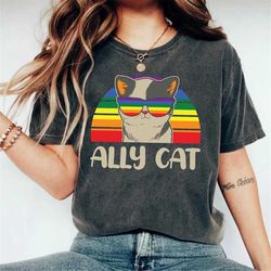 lgbt ally cat shirt, pride cat shirt, pride parade shirt, lgbt support shirt, equal rights shirt, lgbt sunglasses tee, l